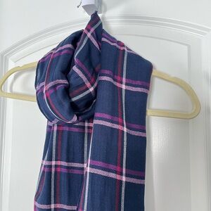 Talbots Navy and Pink Plaid Lightweight Scarf